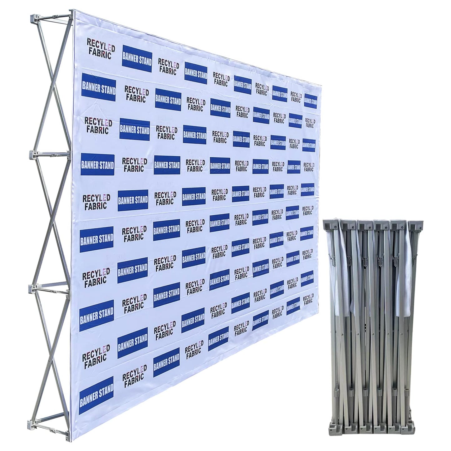 AD.HOOMAI UPGRADE 8x10ft Portable Aluminum Tension Fabric Pop Up Display Stand for Trade Show Backdrop Booth Display Stand,Carrying Bag with two wheels(frame only)