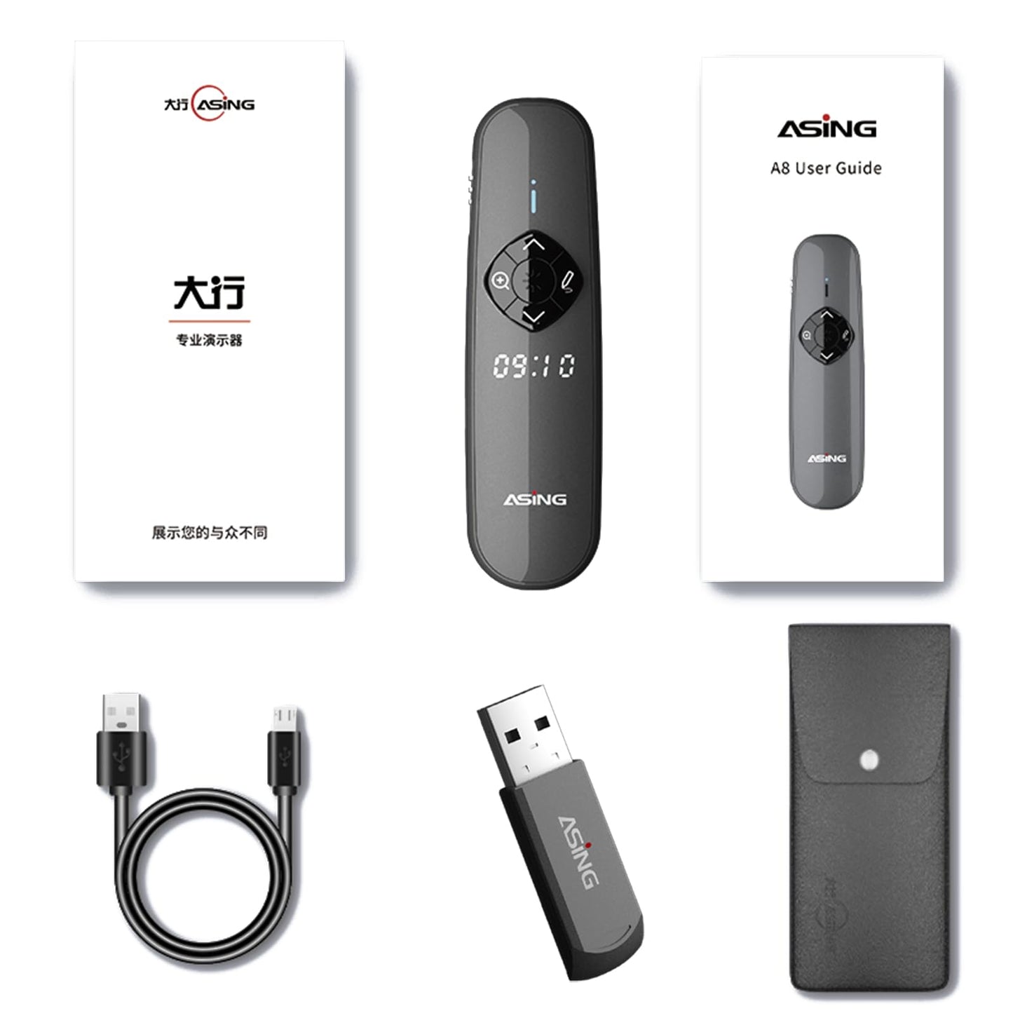 Rechargeable 128GB USB Wireless Presentation Clicker with Air Mouse Control, Both Digital and Physical Laser PowerPoint Clicker, Plug & Play Laser Pointer Slide Advancer for Mac/Windows/PPT/Keynote