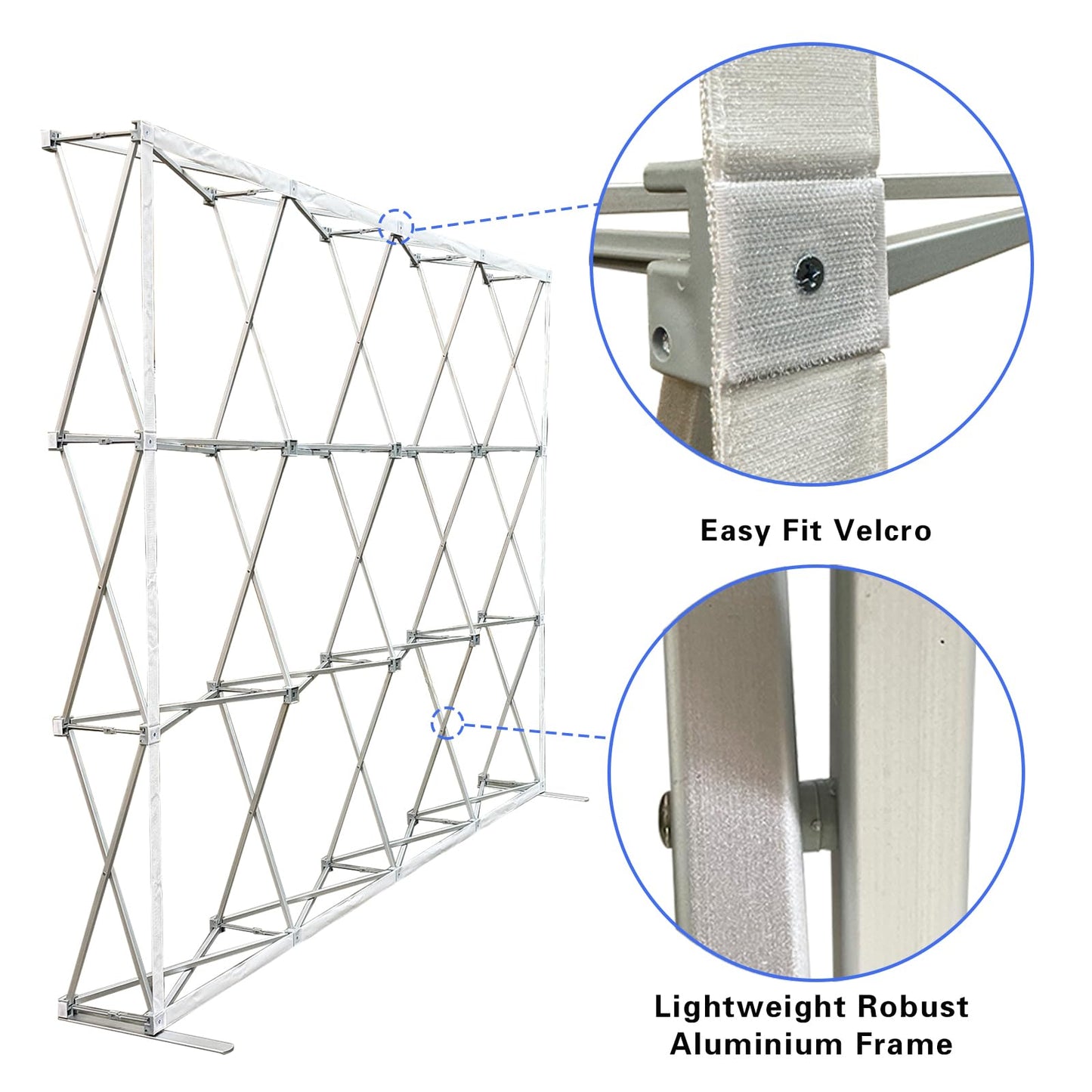 AD.HOOMAI UPGRADE 8x10ft Portable Aluminum Tension Fabric Pop Up Display Stand for Trade Show Backdrop Booth Display Stand，Carrying Bag with two wheels（frame only）