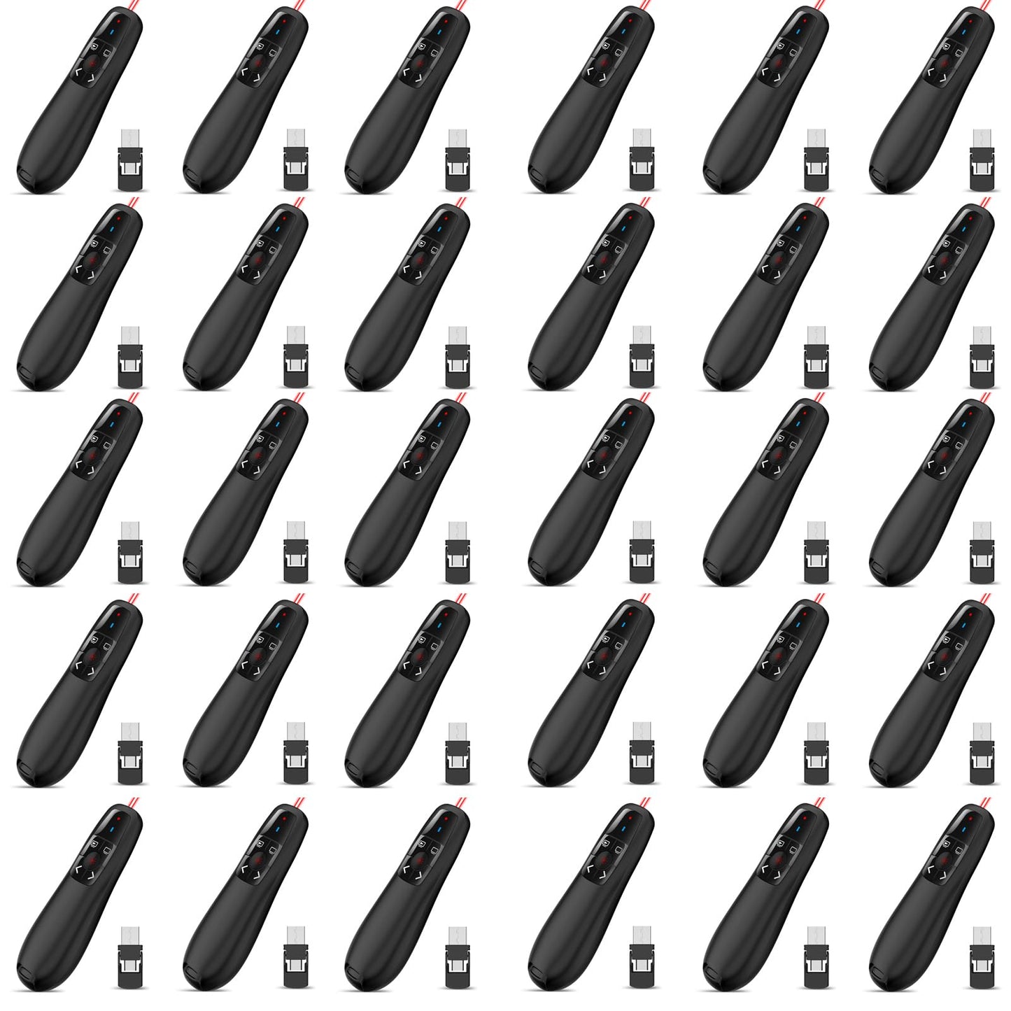 Wireless Presentation Clicker Presenter Remote: 30-Pack USB Type C PowerPoint Clicker with Red Pointer Long Range PPT Control - Universal Power Point Slide Advancer for Mac MacBook Laptop PC Computer