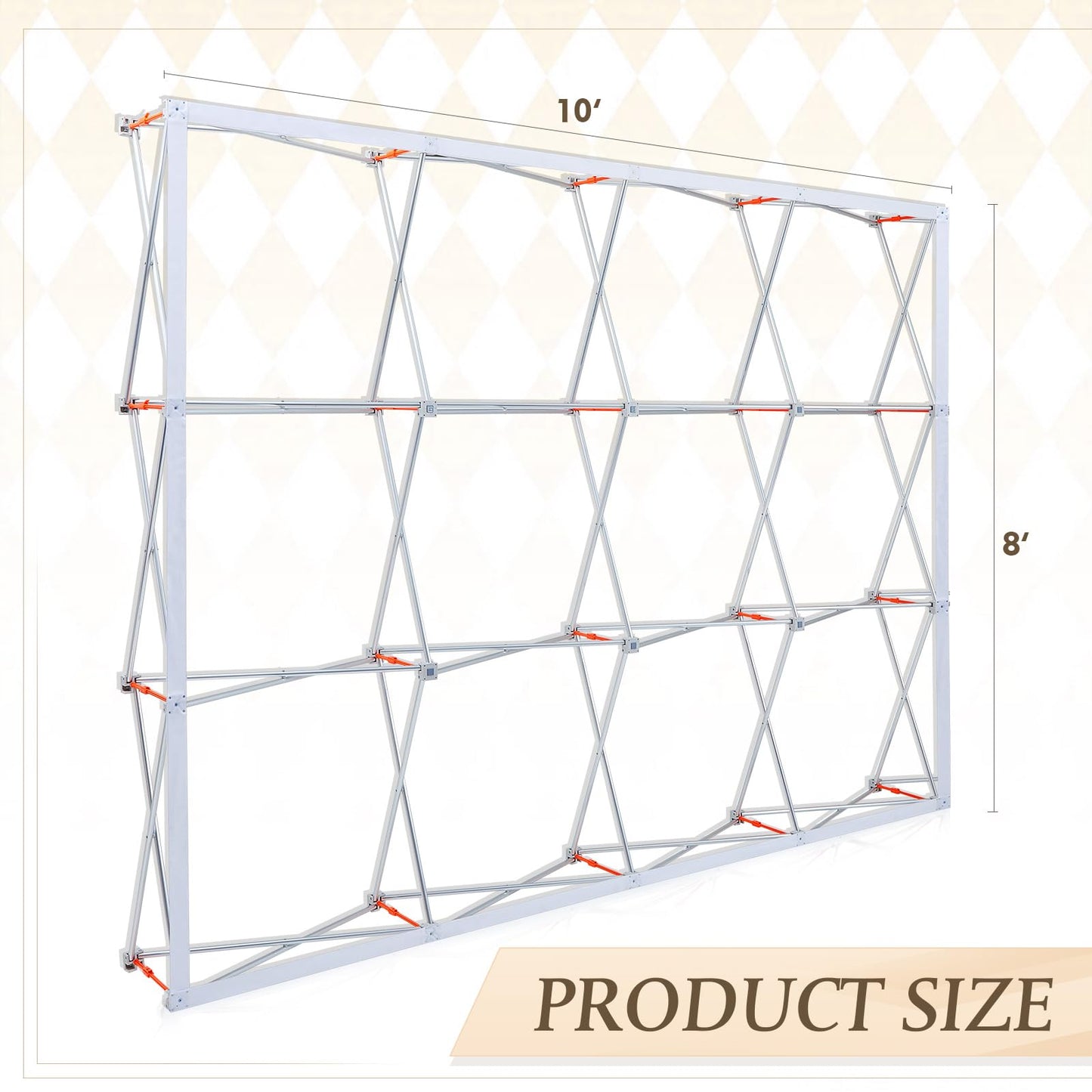 Yaocom 8 x 10 ft Portable Pop up Display Stand Trade Show Backdrop Tension Booth Collapsible Trade Show Booth for Exhibit, Conference, Weddings, Party, Collapsible Space Truss (Frame Only)