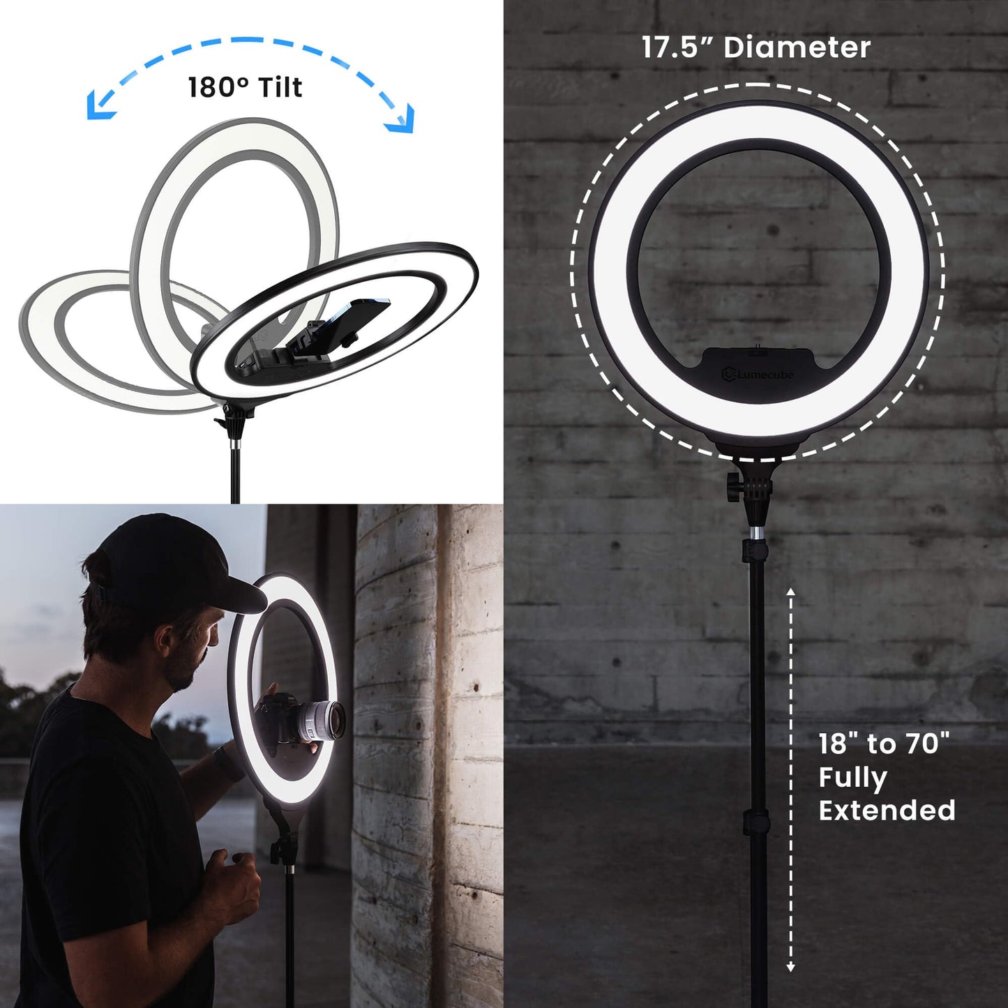 Lume Cube Ring Light Pro | Wireless Professional Lighting for Photography, Streaming, Video | Fully Adjustable Color and Brightness | Includes Sturdy, Portable Tripod Mount and Padded Carrying Case