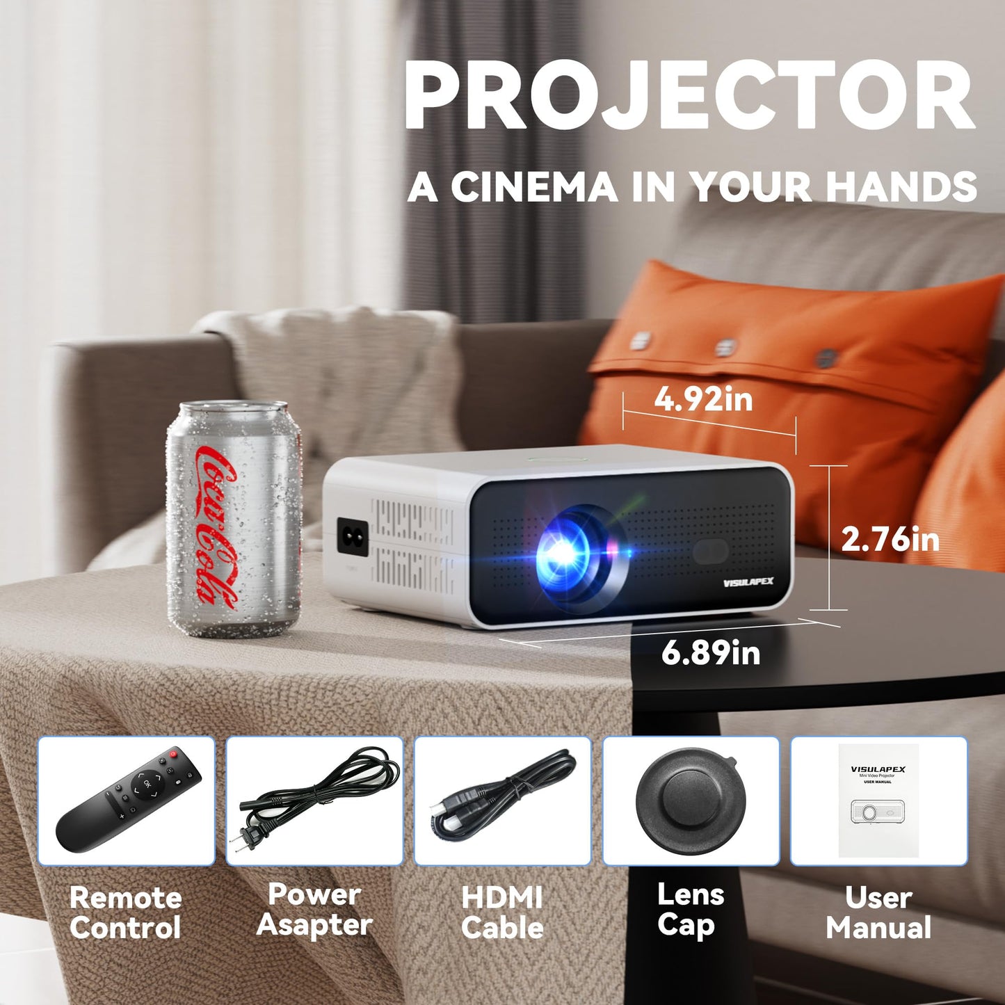 Mini Projector with WiFi and Bluetooth - 2024 Upgraded Smart Projector, Auto Keystone, Electric Focus, 4K HD Video Supported, Android 11 TV, Phone Control - Portable Home Movie Projectors for Outdoor